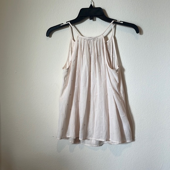 NWOT Loft Billowing Summer Embroidered Tank Top Spaghetti Strap Cream/Peach - Picture 3 of 8